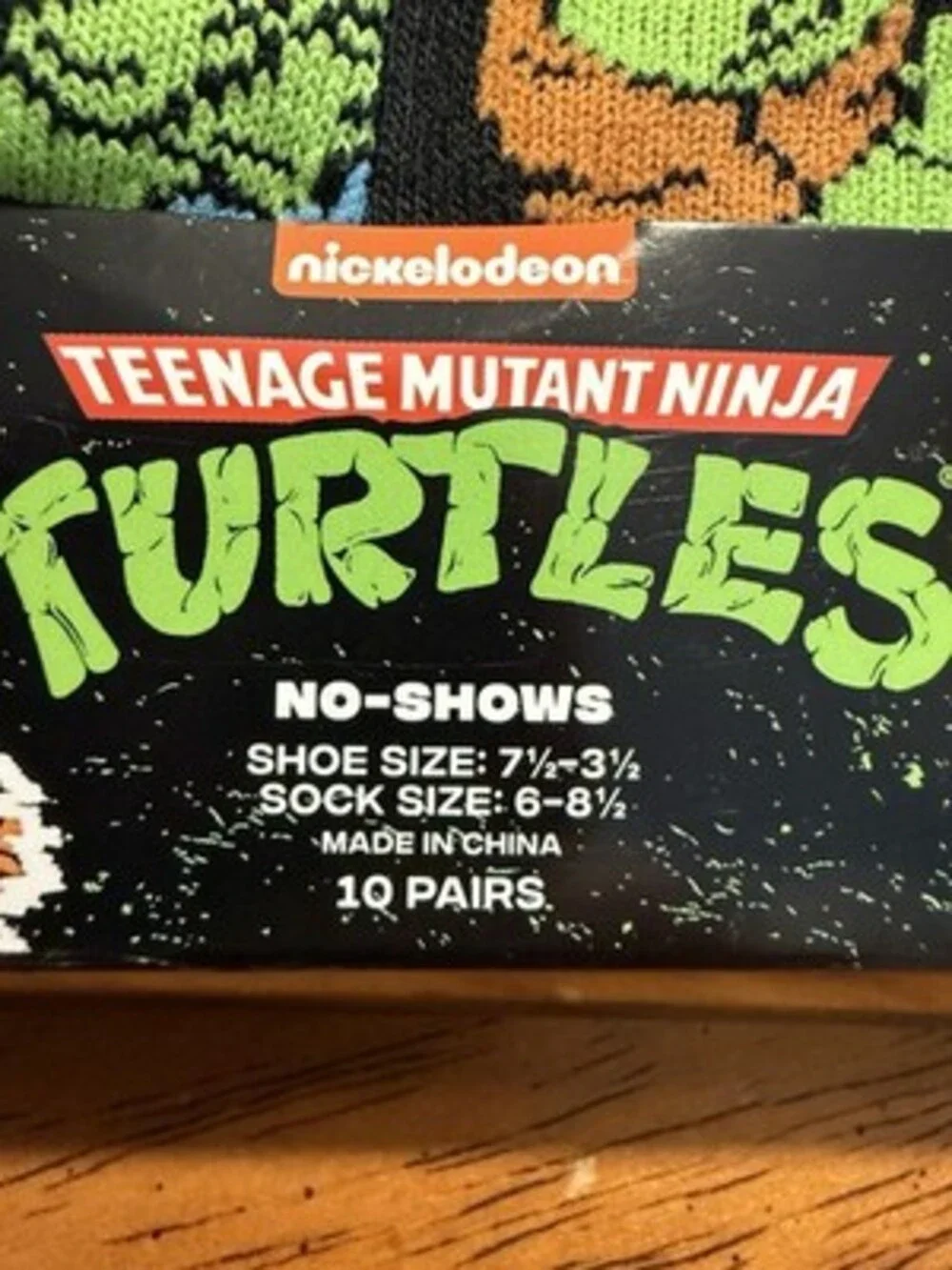 Boys Teenage Mutant Ninja Turtles No-Show Socks Shoe Size 7.5-3.5